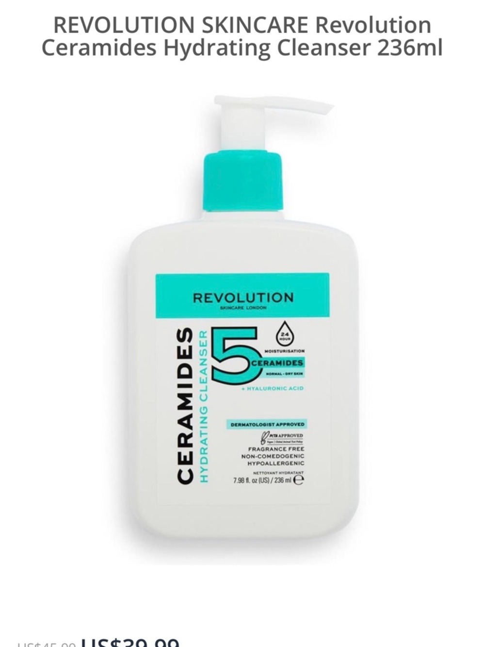 Revolution Skincare Ceramides Hydrating Cleanser - Brand New, 236ml, 7.98 oz
